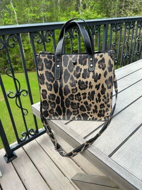 Leopard Print Tote Bag with Black Trim